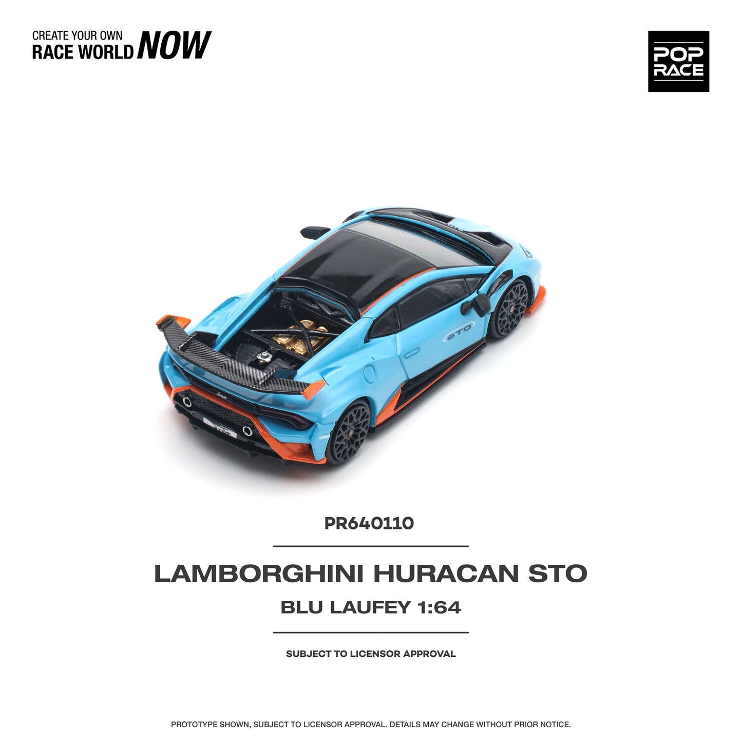 Pop Race - Lamborghini Huracan STO Blu Laufey Scale 1/64 PR64-110