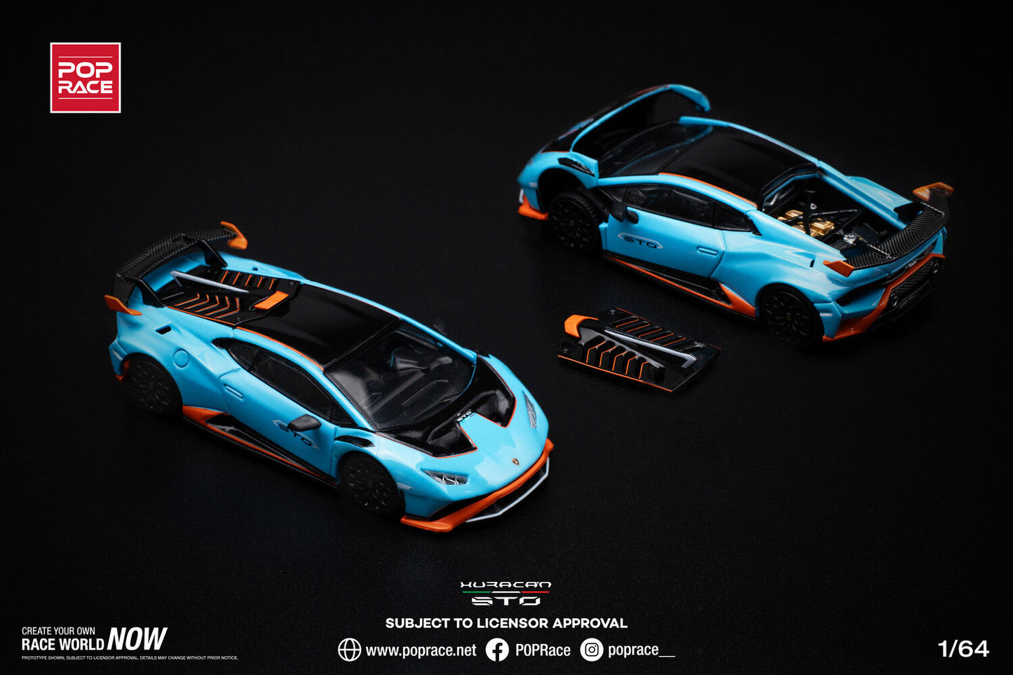 Pop Race - Lamborghini Huracan STO Blu Laufey Scale 1/64 PR64-110