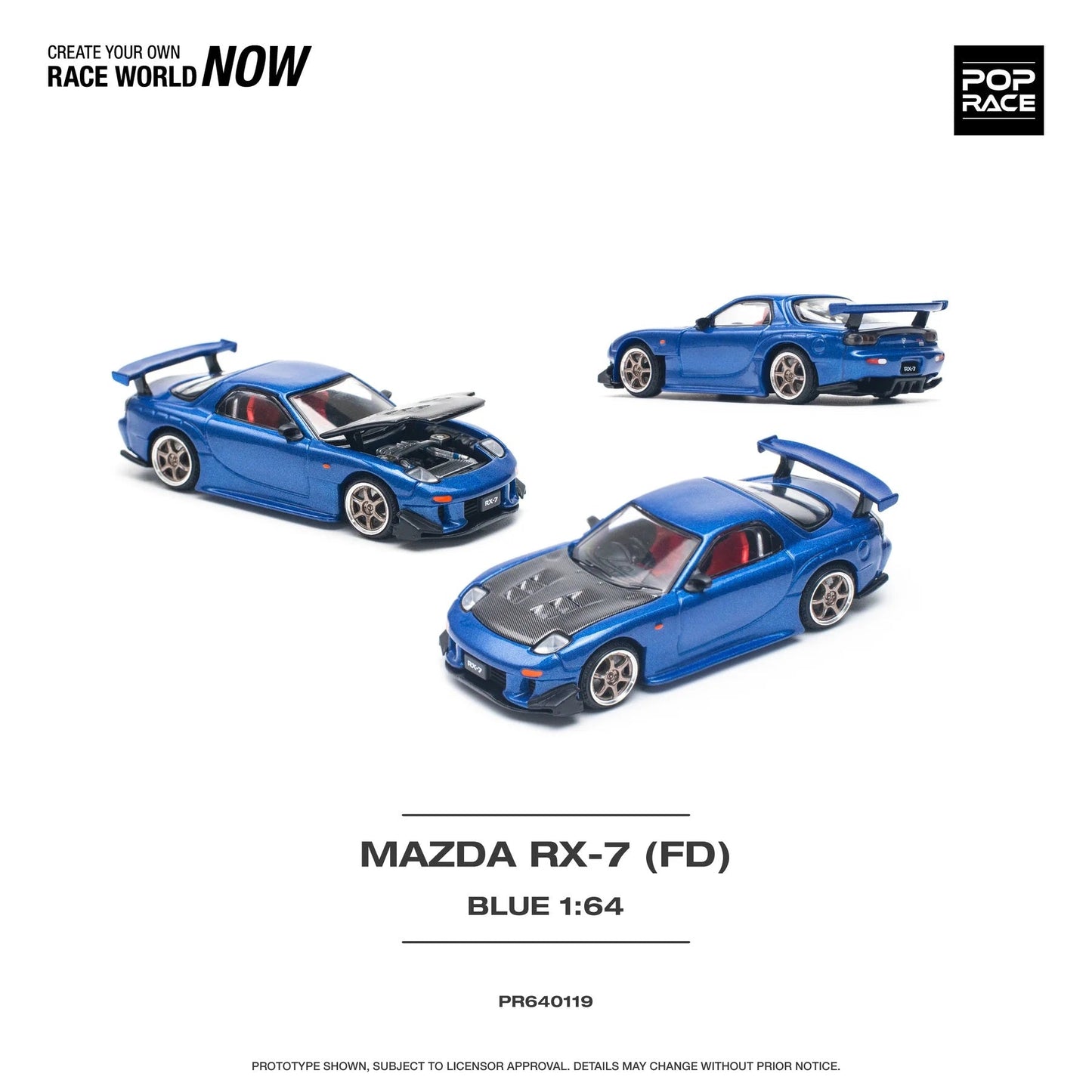 Pop Race - Mazda RX7 RE Amemiya Blue - Scale 1/64 PR64-0119