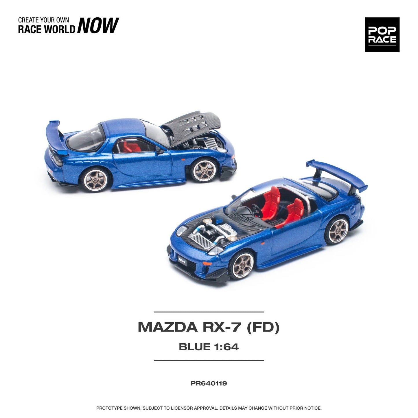 Pop Race - Mazda RX7 RE Amemiya Blue - Scale 1/64 PR64-0119