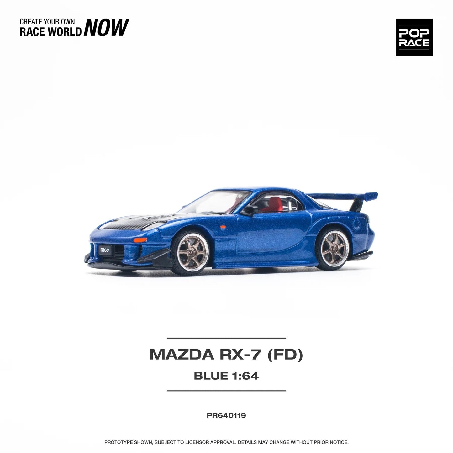 Pop Race - Mazda RX7 RE Amemiya Blue - Scale 1/64 PR64-0119