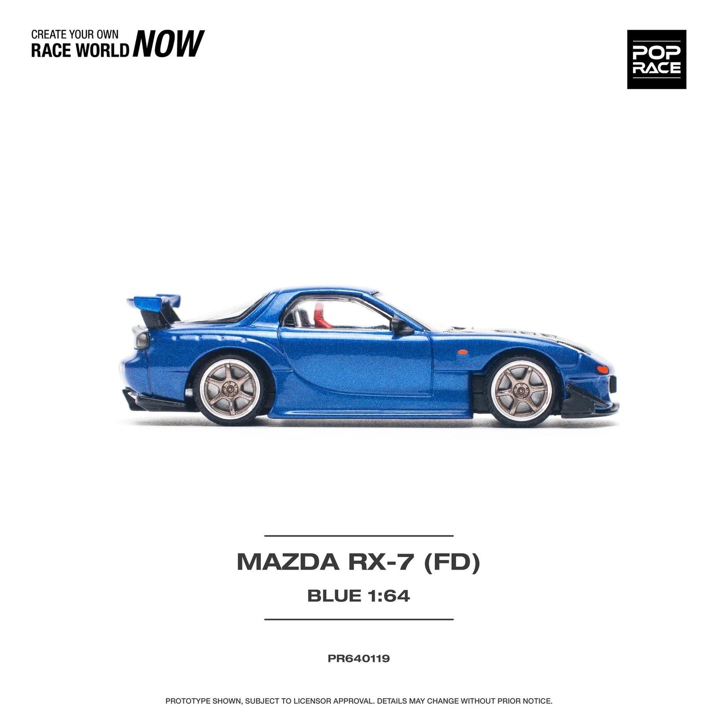 Pop Race - Mazda RX7 RE Amemiya Blue - Scale 1/64 PR64-0119