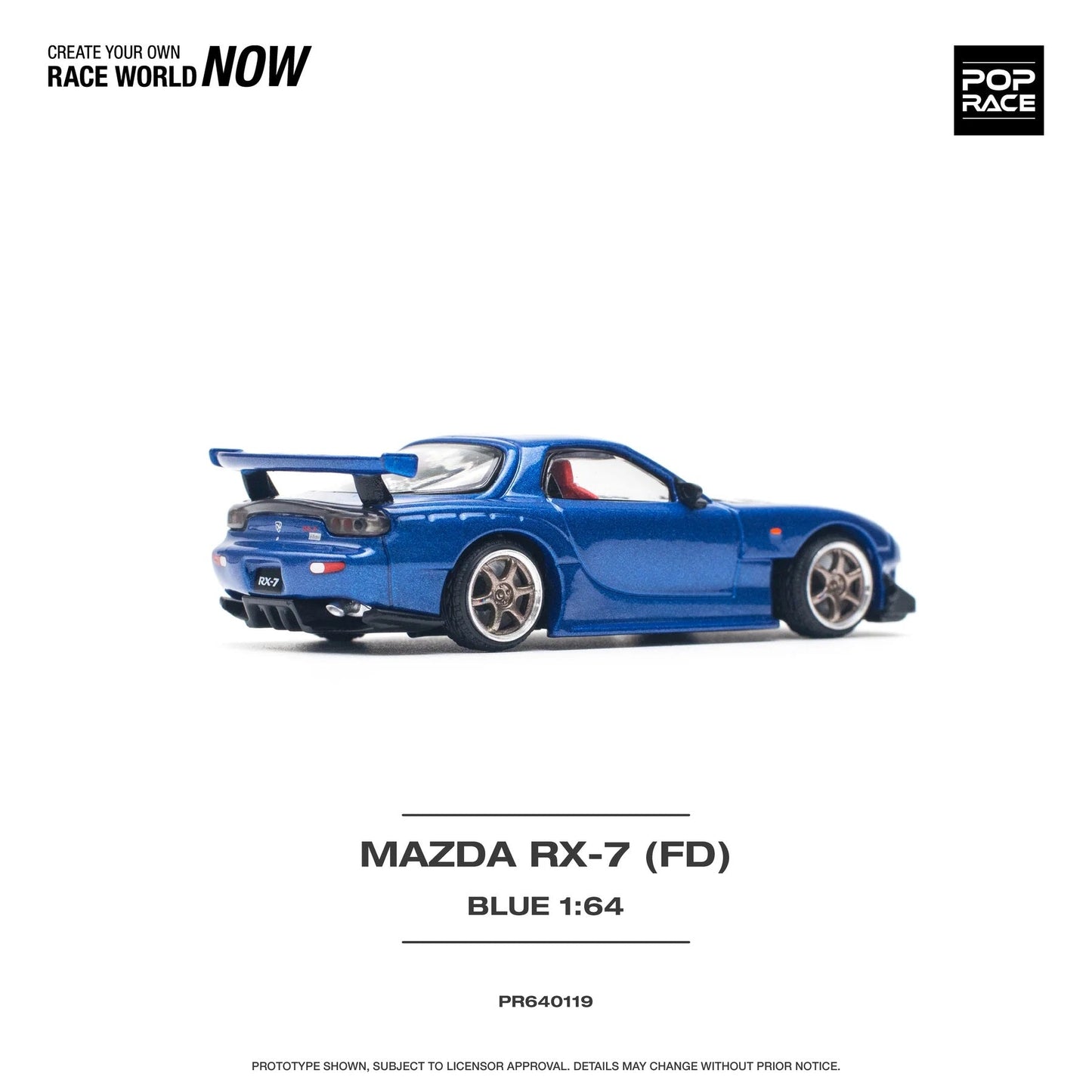 Pop Race - Mazda RX7 RE Amemiya Blue - Scale 1/64 PR64-0119