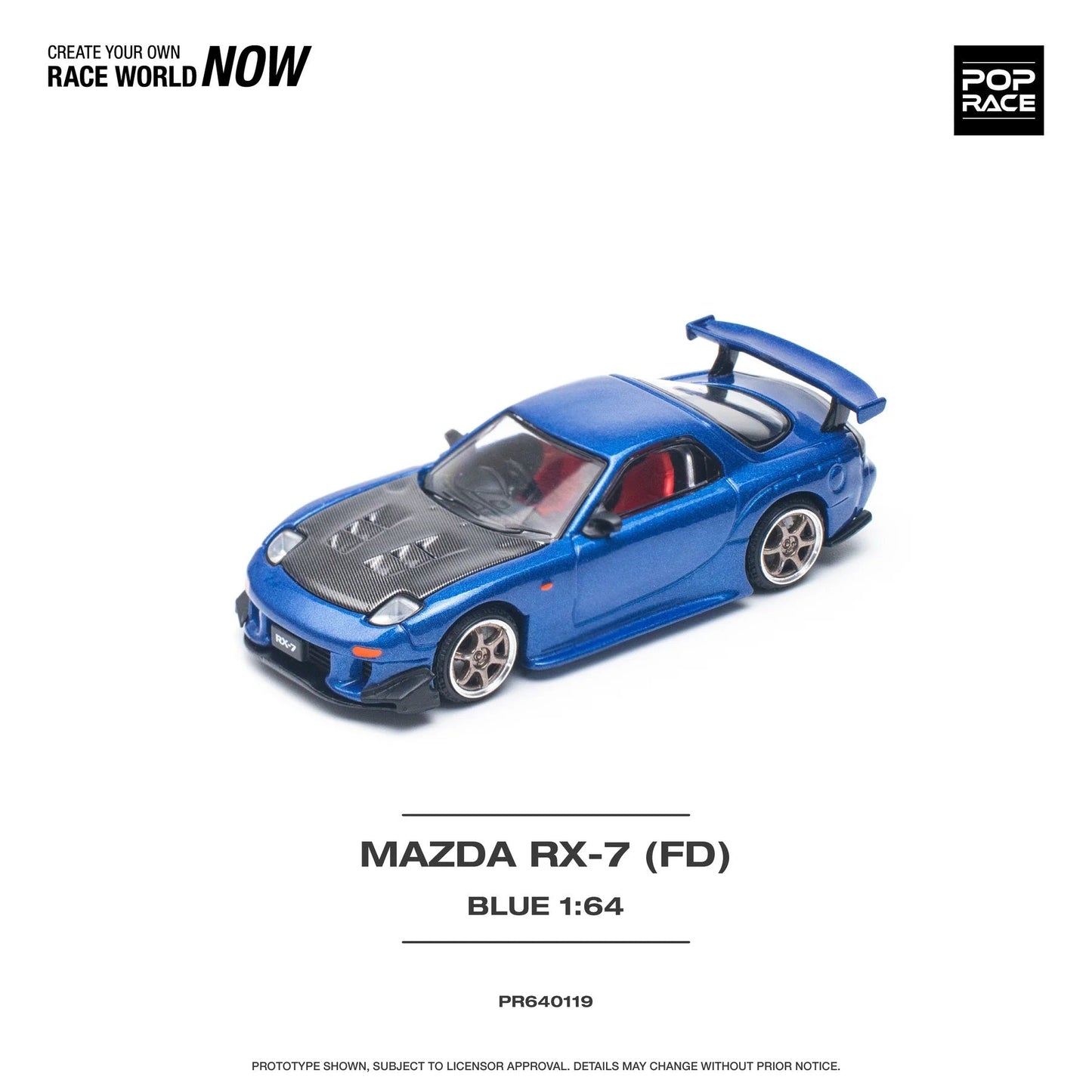 Pop Race - Mazda RX7 RE Amemiya Blue - Scale 1/64 PR64-0119