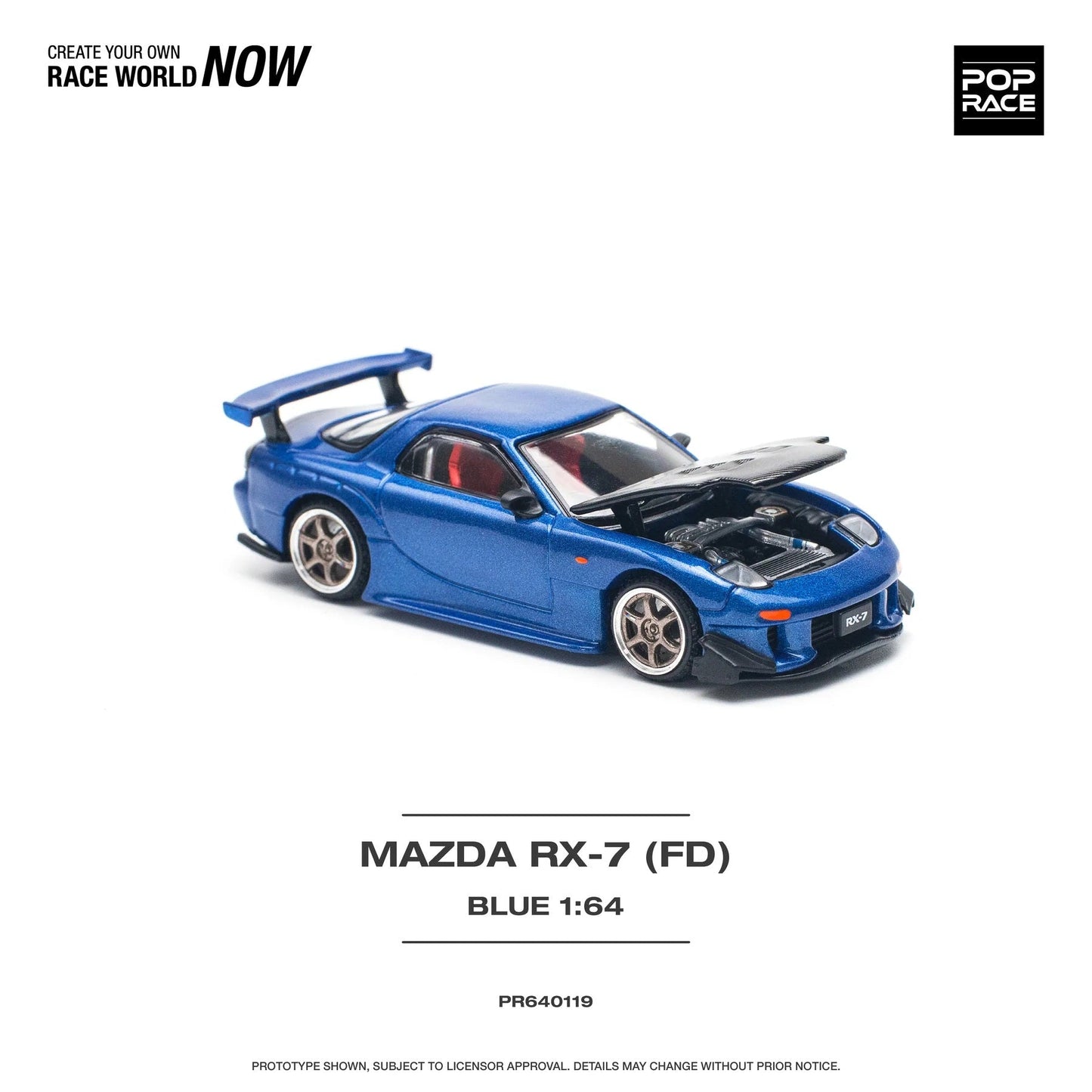 Pop Race - Mazda RX7 RE Amemiya Blue - Scale 1/64 PR64-0119