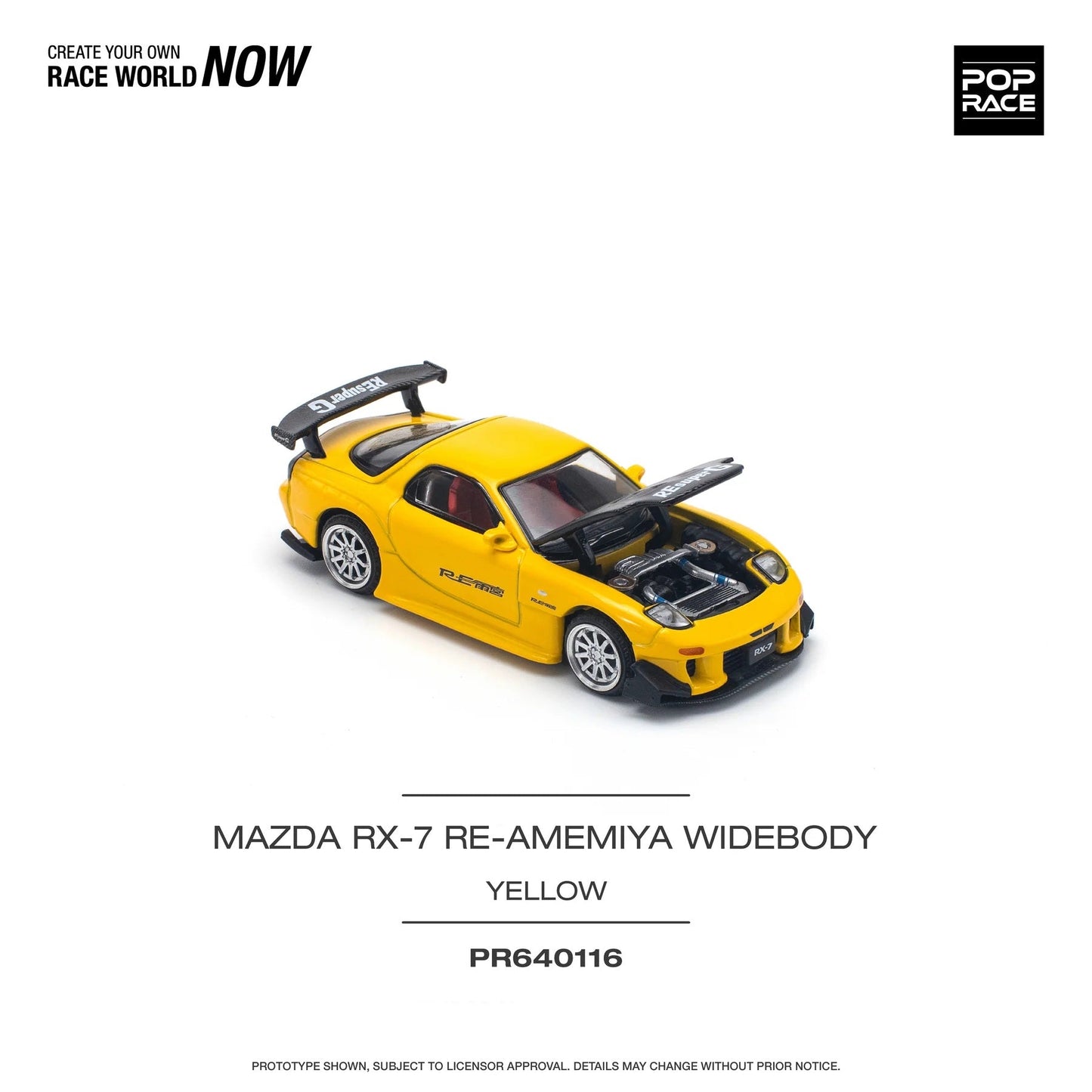 Pop Race - Mazda RX-7 FD3S RE-AMEMIYA Widebody Yellow - Scale 1/64 PR64-0116
