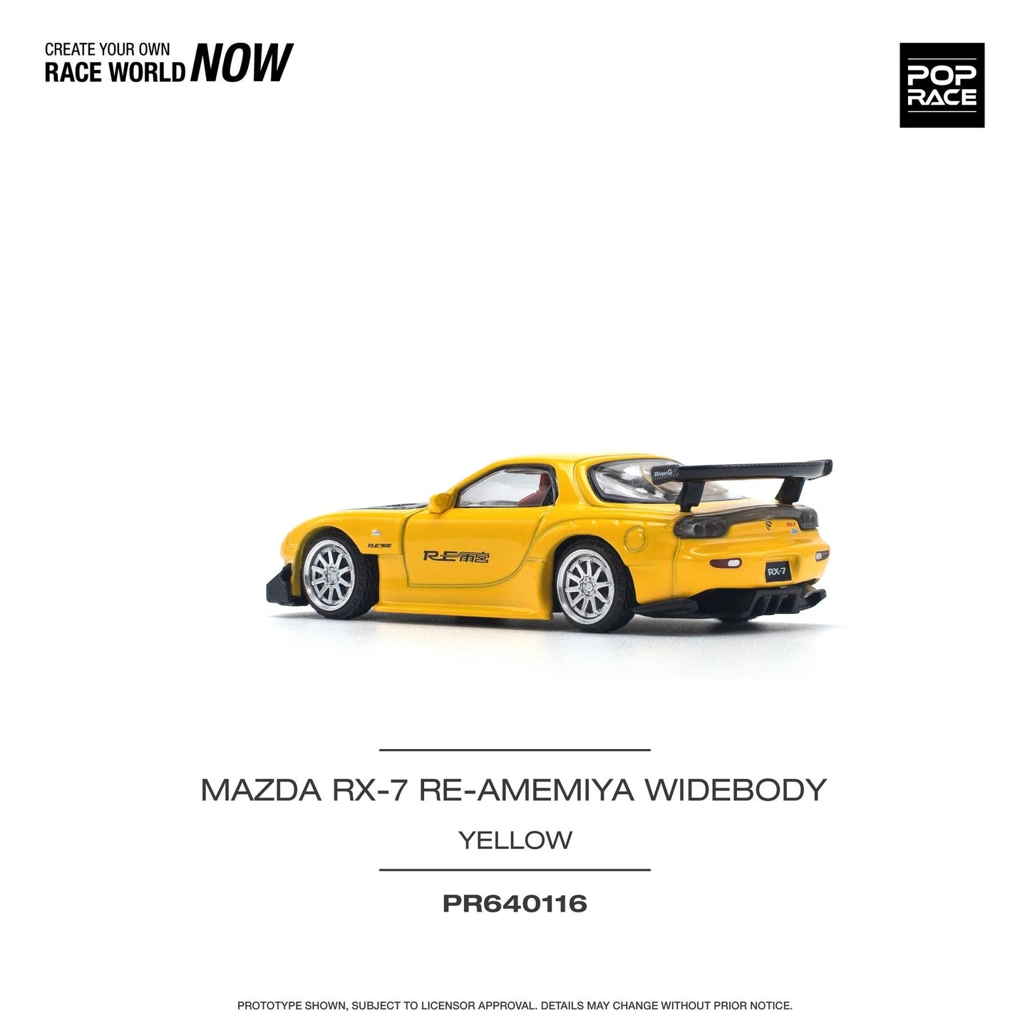 Pop Race - Mazda RX-7 FD3S RE-AMEMIYA Widebody Yellow - Scale 1/64 PR64-0116