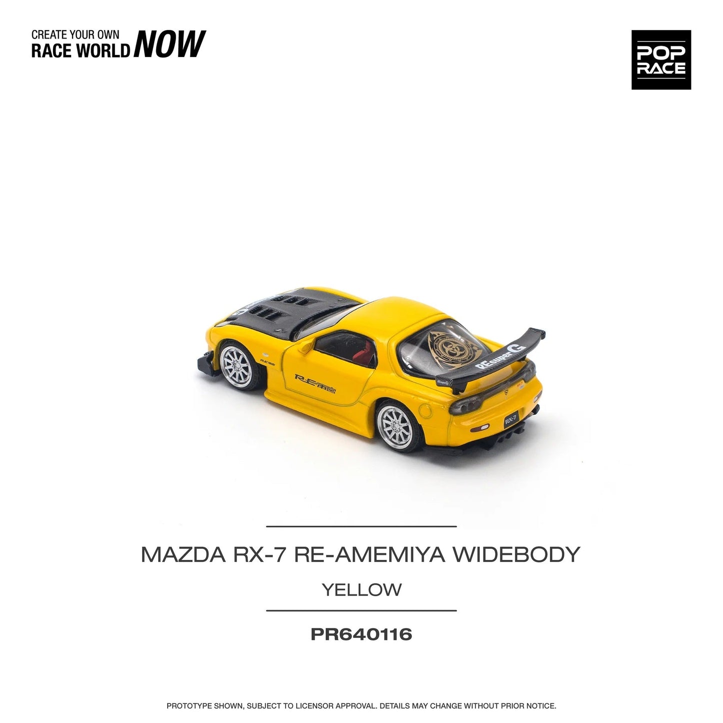 Pop Race - Mazda RX-7 FD3S RE-AMEMIYA Widebody Yellow - Scale 1/64 PR64-0116