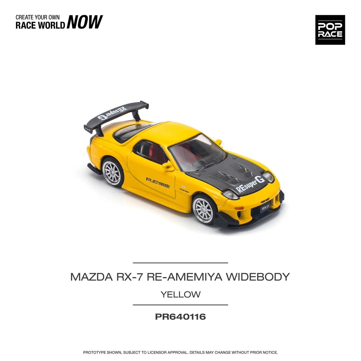 Pop Race - Mazda RX-7 FD3S RE-AMEMIYA Widebody Yellow - Scale 1/64 PR64-0116