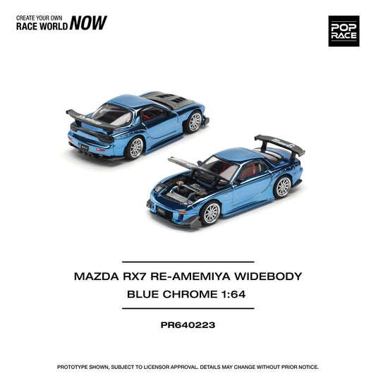 Pop Race - Mazda Rx-7 Re-Amemiya Widebody Blue Chrome - Scala 1/64 PR64-223