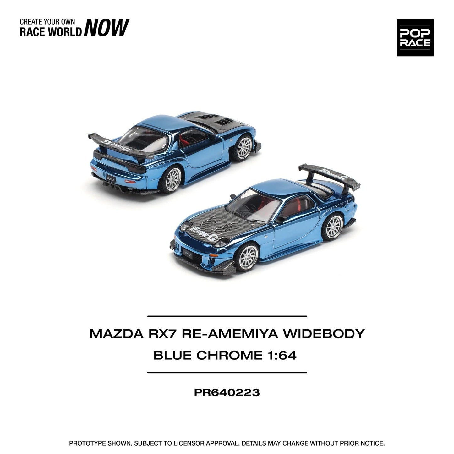 Pop Race - Mazda Rx-7 Re-Amemiya Widebody Blue Chrome - Scala 1/64 PR64-223