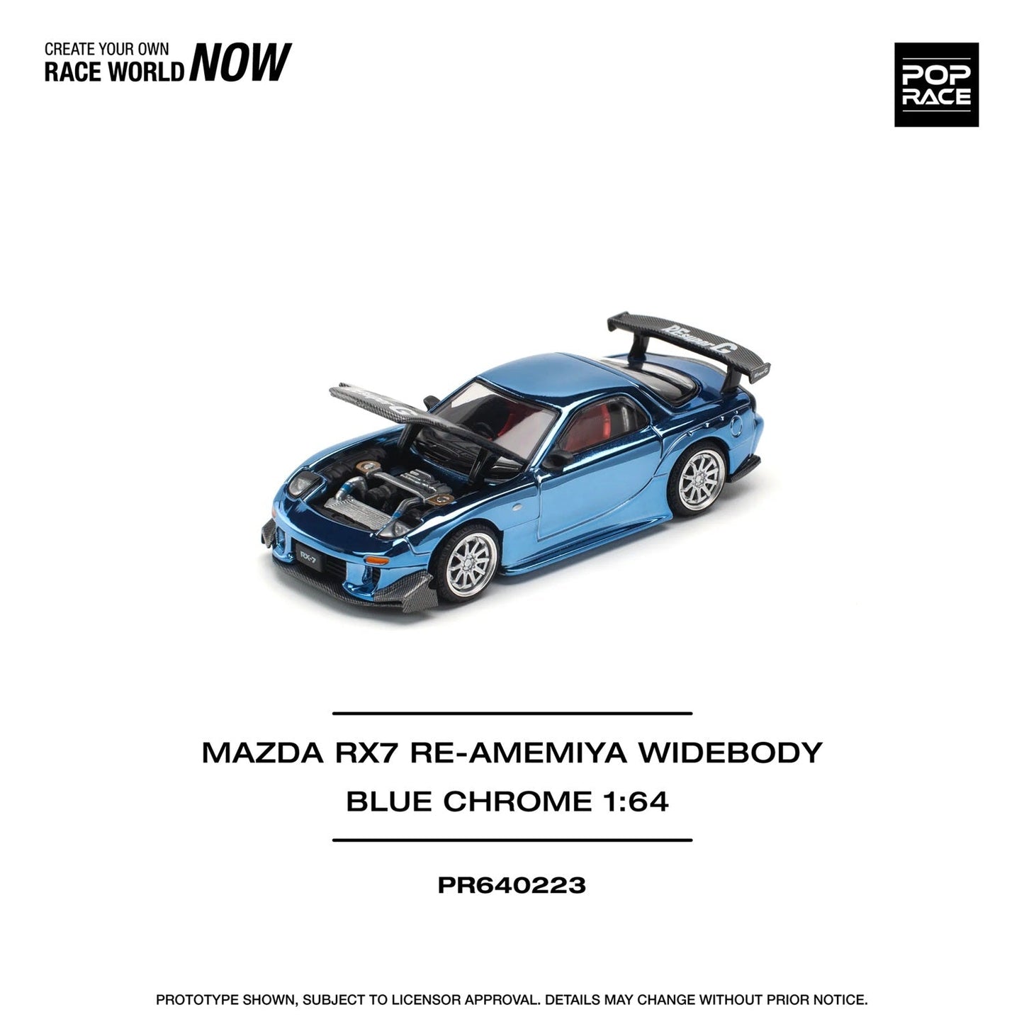 Pop Race - Mazda Rx-7 Re-Amemiya Widebody Blue Chrome - Scala 1/64 PR64-223