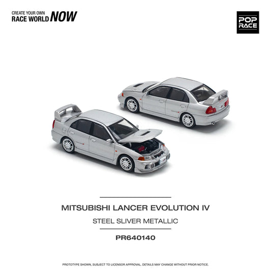 Pop Race - Mitsubishi Lancer Evolution IV Steel Silver Metallic - Scala 1/64 PR64-140