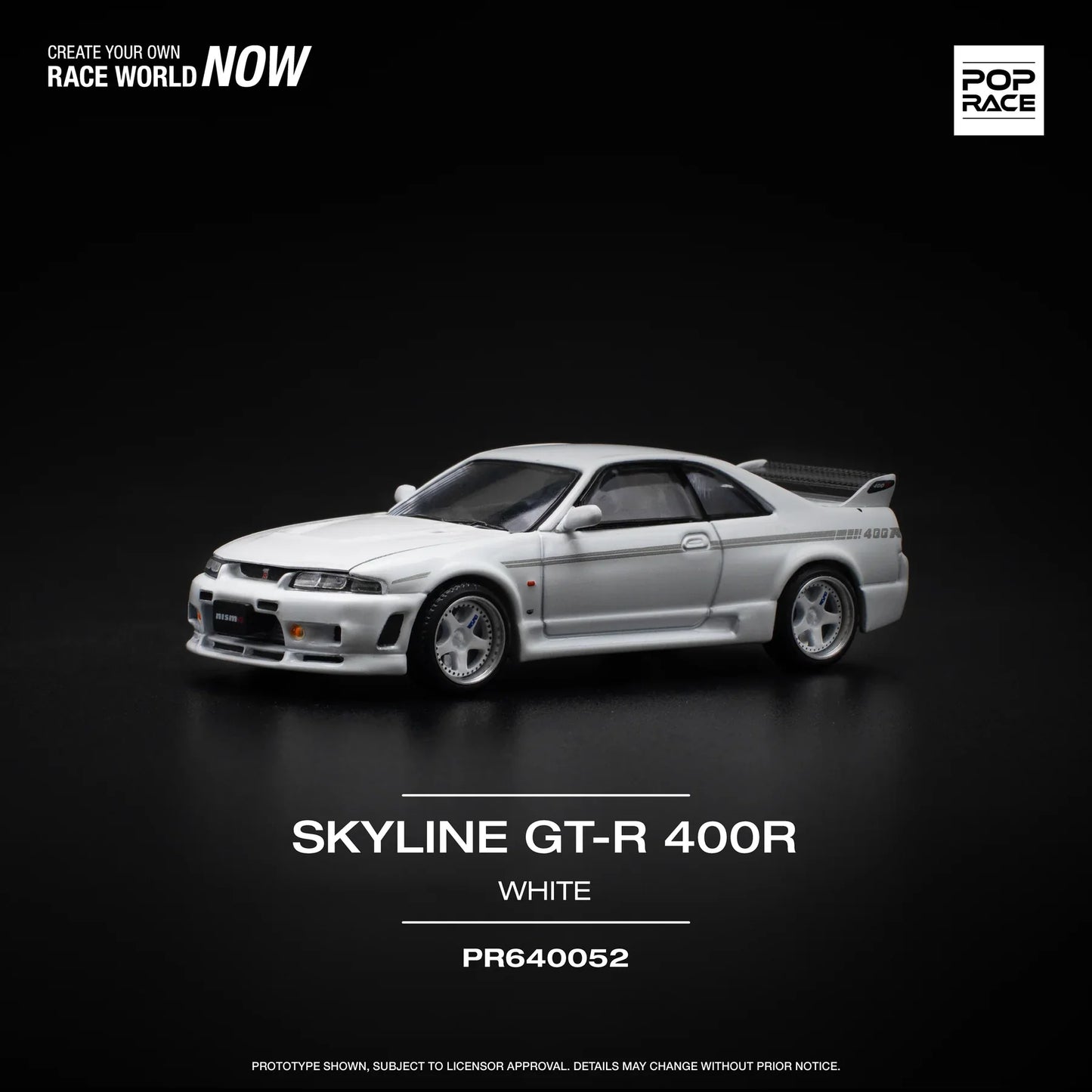 Pop Race - Nissan GT-R R33 Nismo 400R White - Scale 1/64 PR64-52