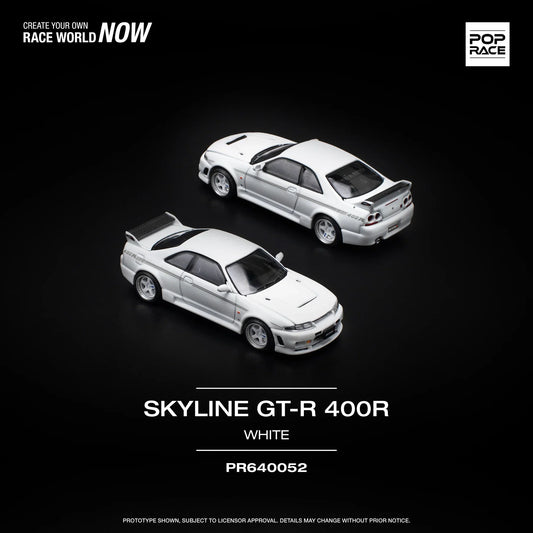 Pop Race - Nissan GT-R R33 Nismo 400R White - Scale 1/64 PR64-52