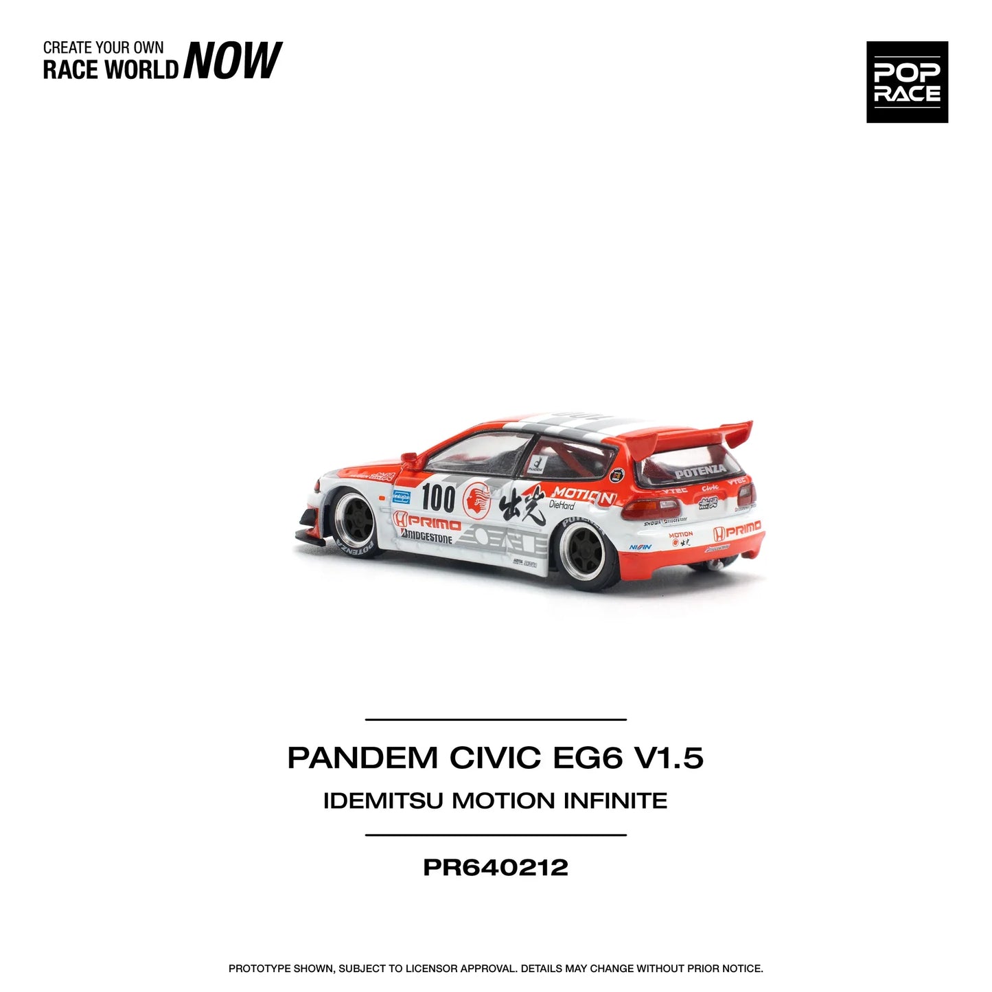 Pop Race - Honda Pandem Civic EG6 V1.5 Idemitsu Motion Infinite - Scala 1/64 PR64-212
