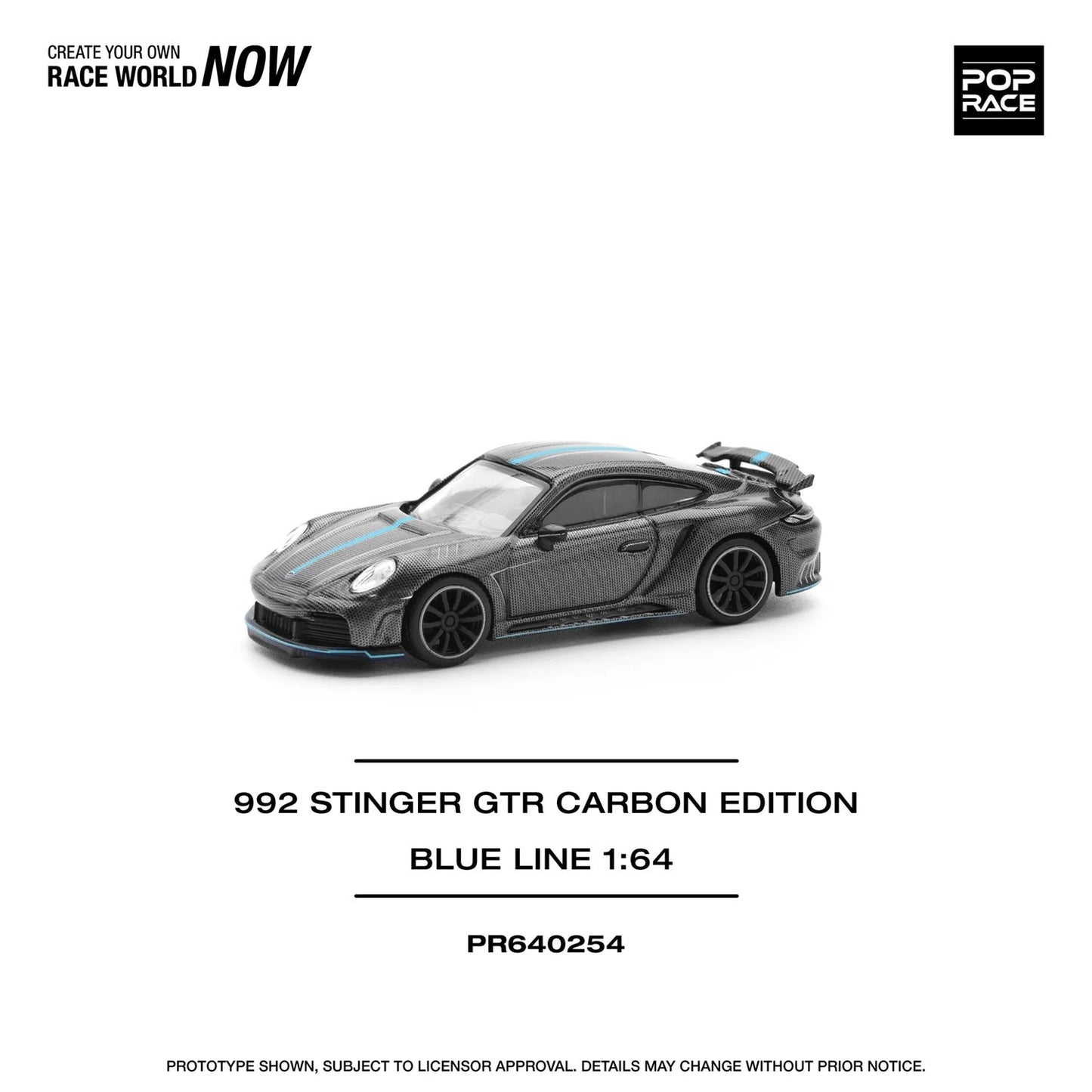 Pop Race - Porsche 992 Stinger GTR Carbon Edition (Blue Line) - Scale 1/64 PR64-254