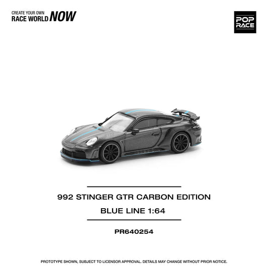 Pop Race - Porsche 992 Stinger GTR Carbon Edition (Blue Line) - Scale 1/64 PR64-254
