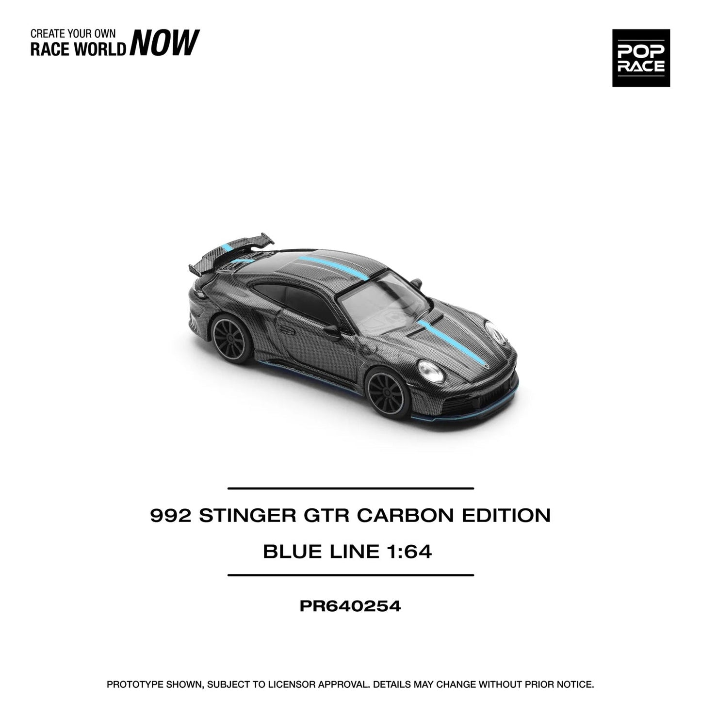 Pop Race - Porsche 992 Stinger GTR Carbon Edition (Blue Line) - Scale 1/64 PR64-254