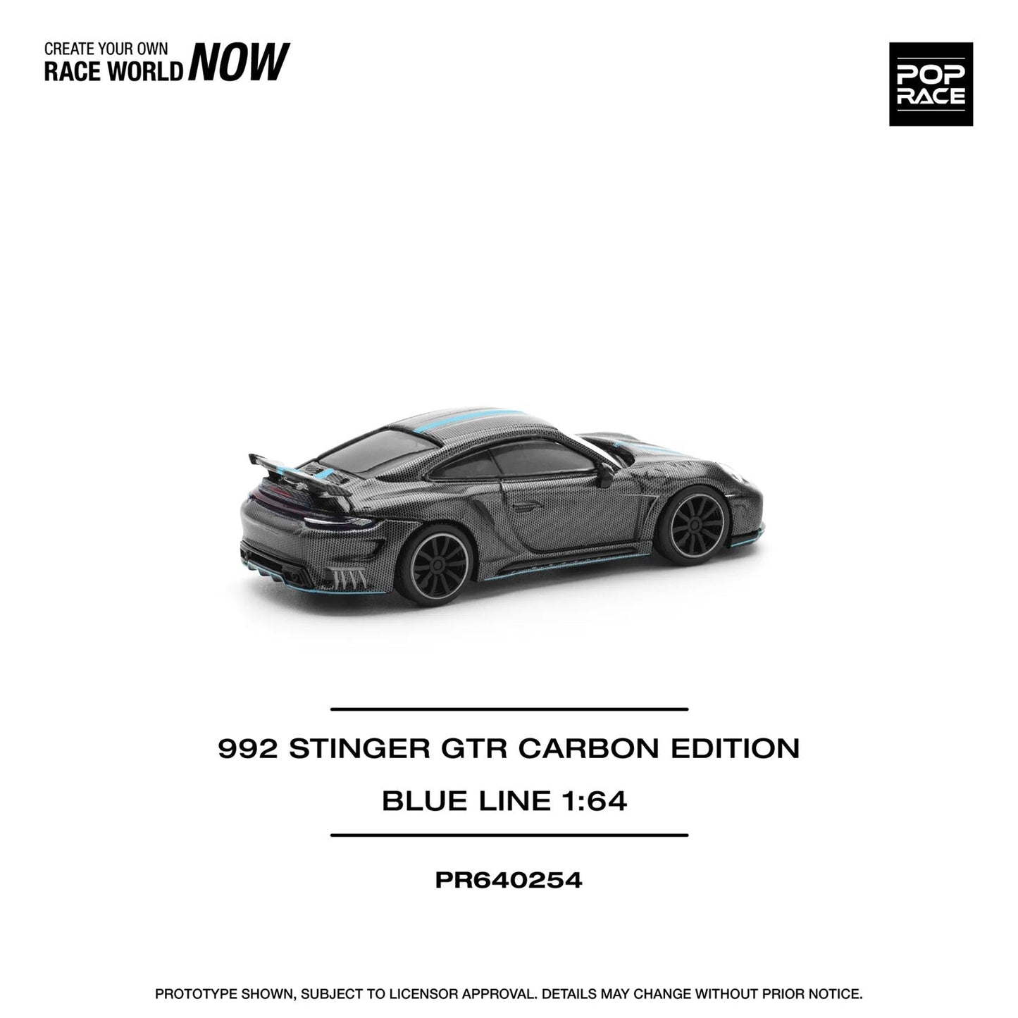 Pop Race - Porsche 992 Stinger GTR Carbon Edition (Blue Line) - Scale 1/64 PR64-254