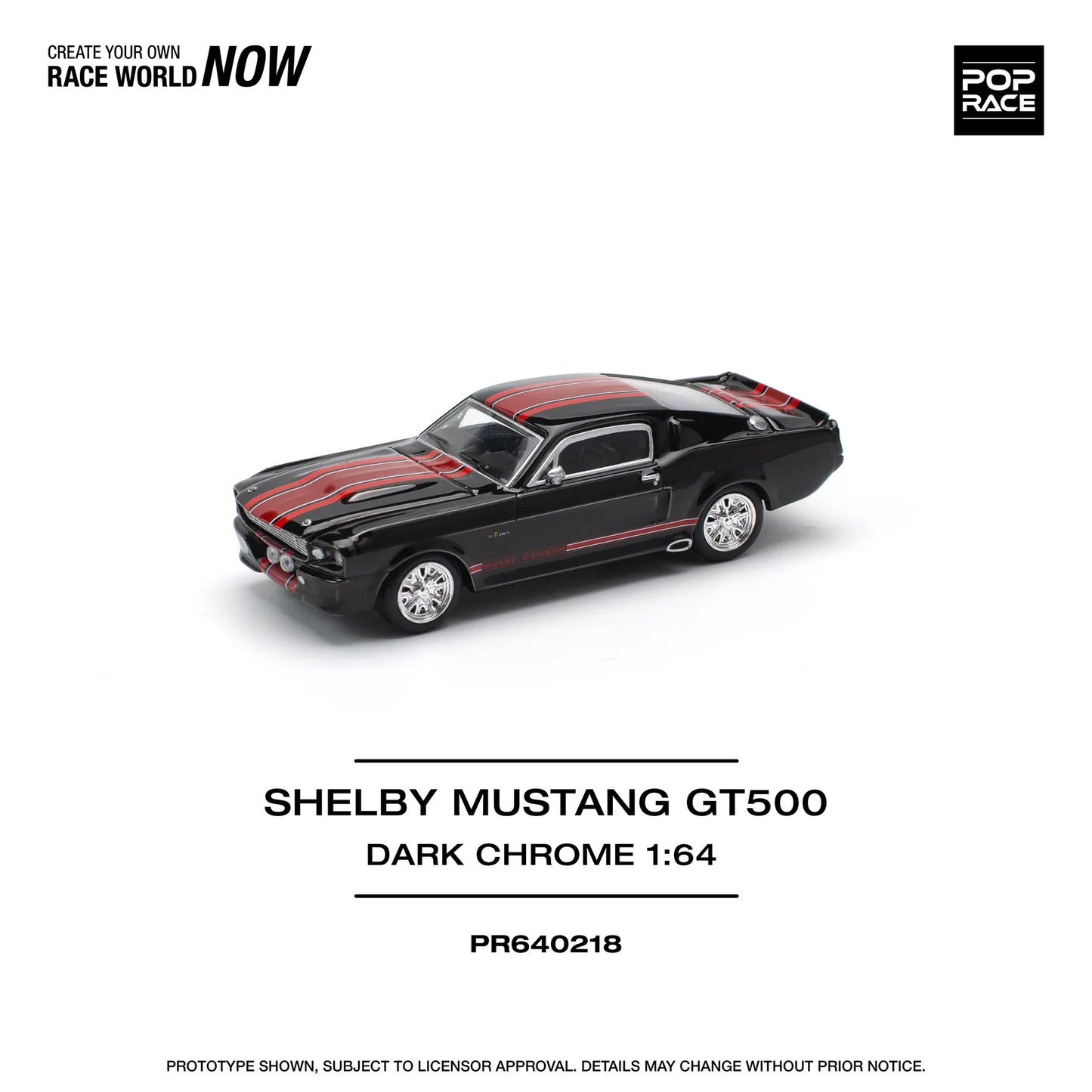 Pop Race - Shelby Mustang GT500 Chrome foncé - Échelle 1/64 PR64-218