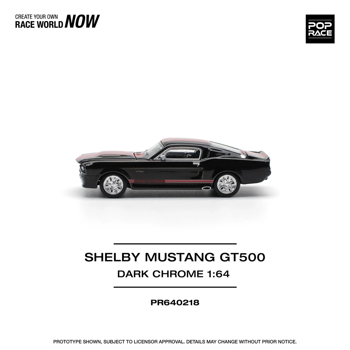 Pop Race - Shelby Mustang GT500 Chrome foncé - Échelle 1/64 PR64-218