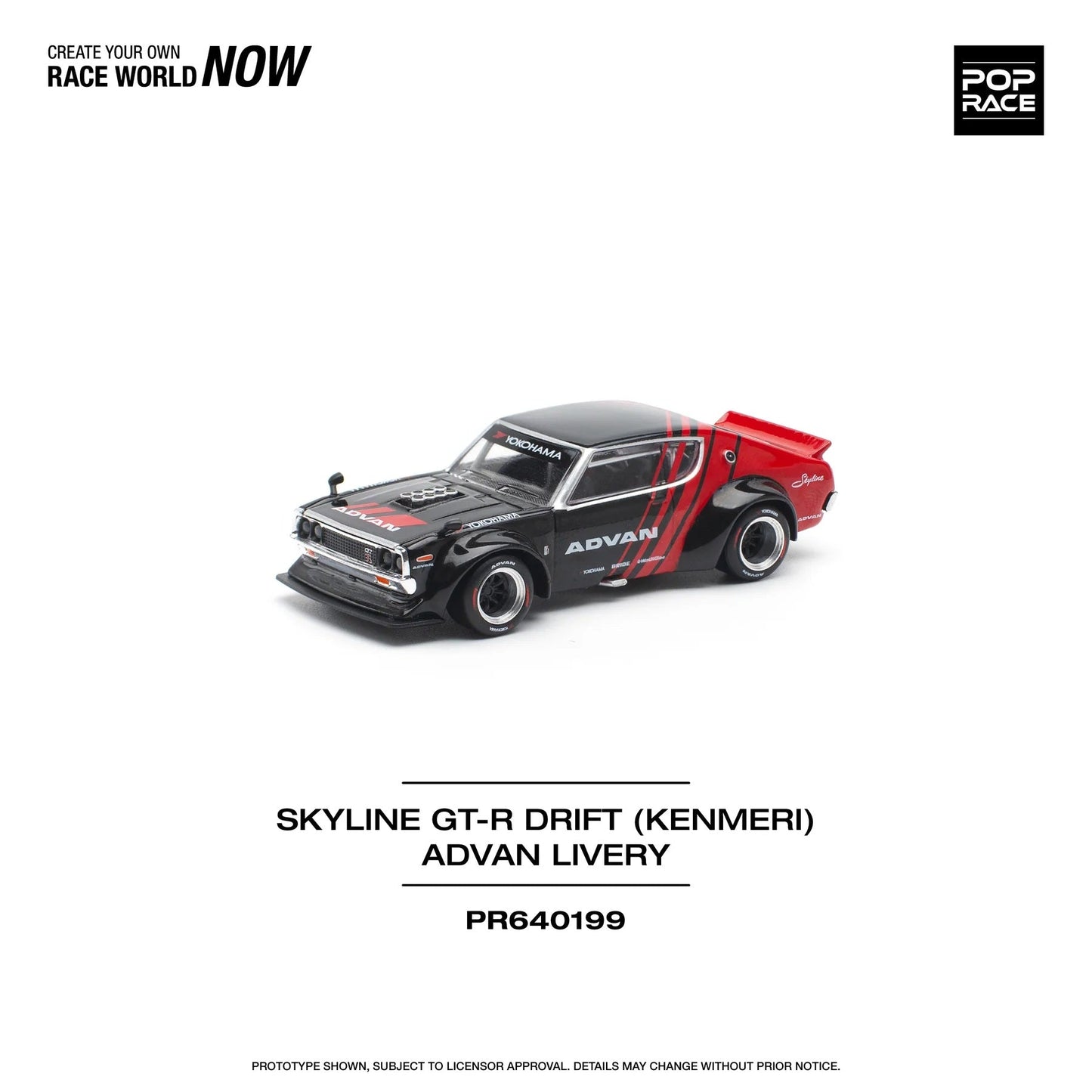Pop Race - Nissan Skyline GT-R (KPGC110) Kenmeri Advan Livery Scale 1/64 PR64-0199