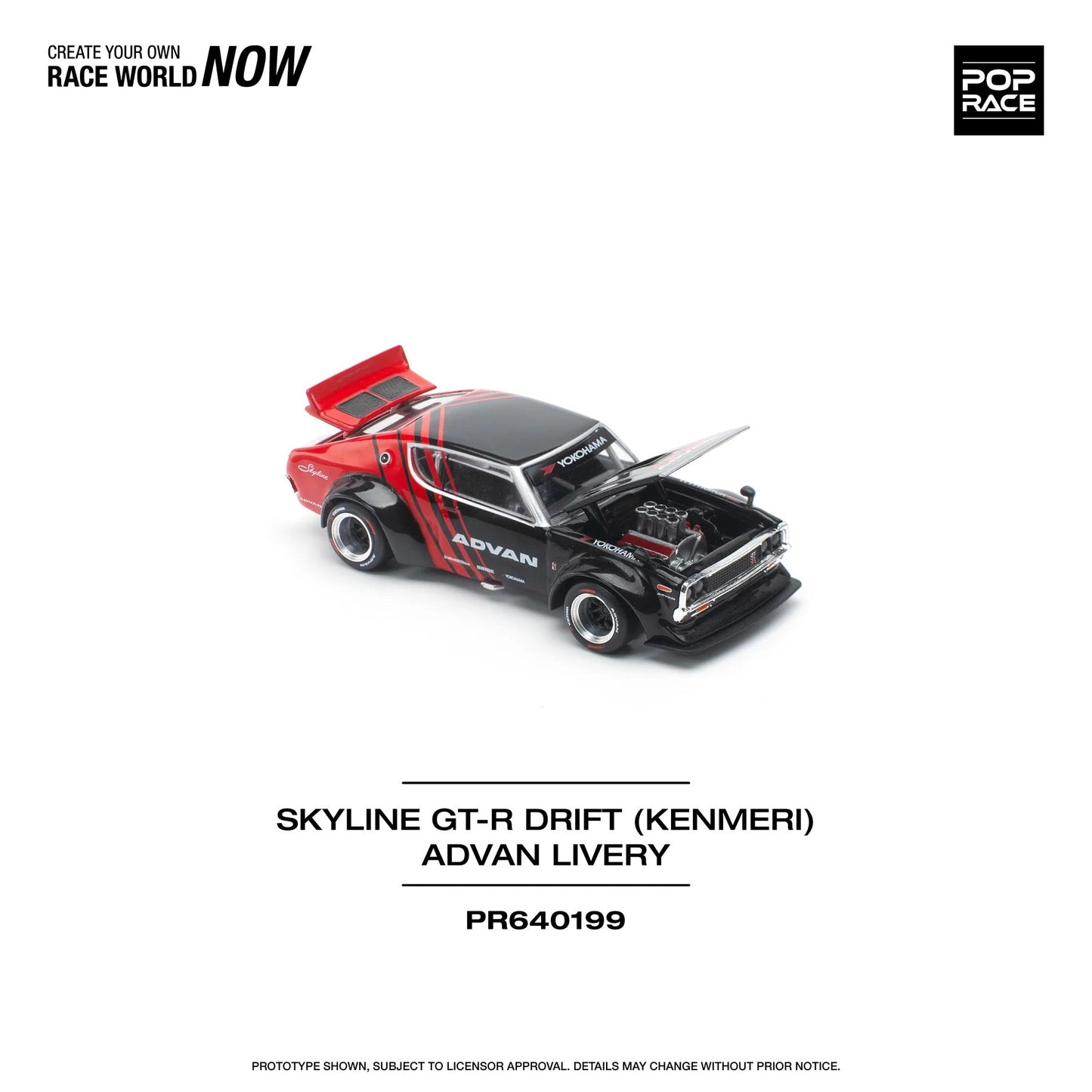 Pop Race - Nissan Skyline GT-R (KPGC110) Kenmeri Advan Livery Scale 1/64 PR64-0199