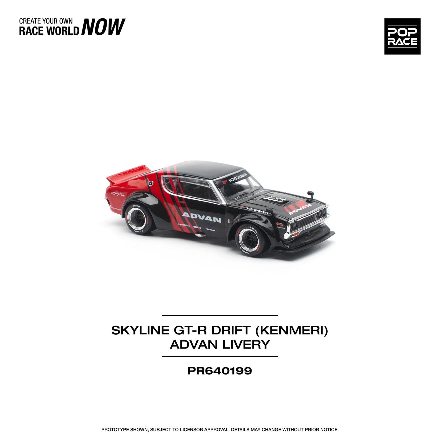 Pop Race - Nissan Skyline GT-R (KPGC110) Kenmeri Advan Livery Scale 1/64 PR64-0199