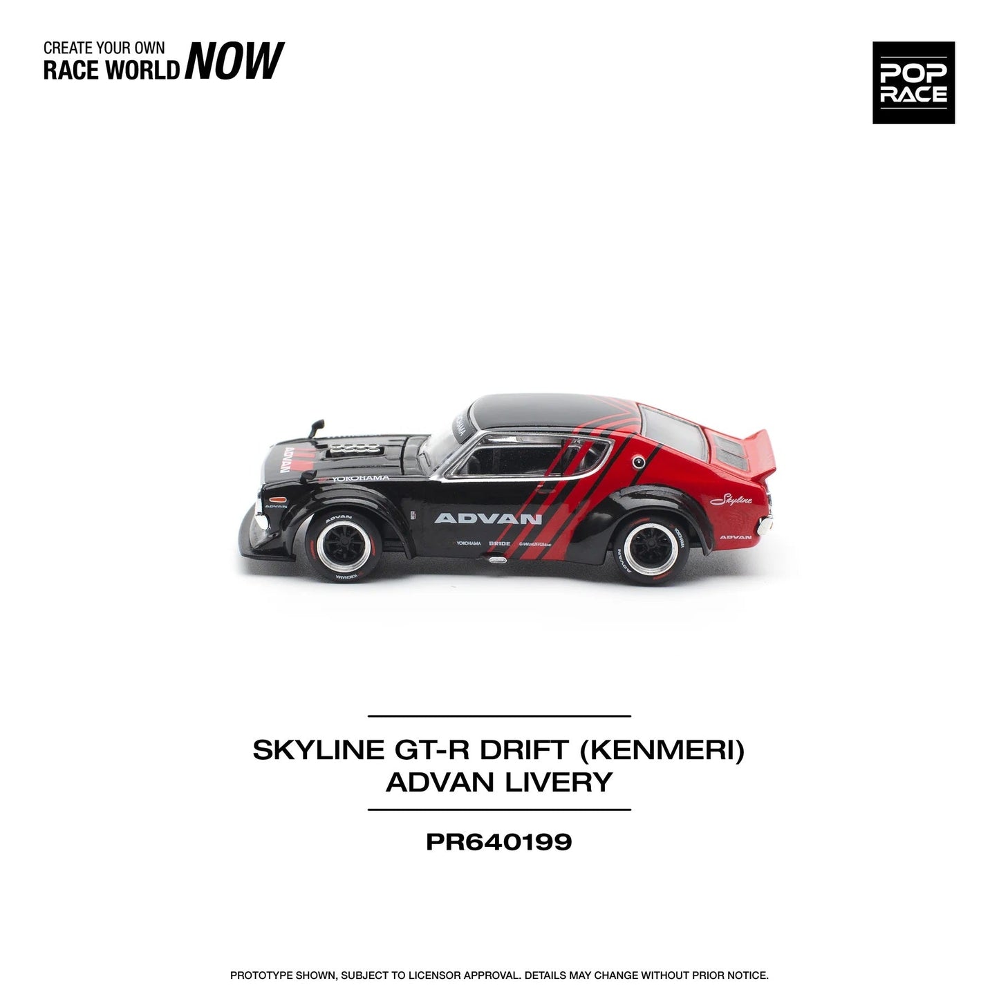 Pop Race - Nissan Skyline GT-R (KPGC110) Kenmeri Advan Livery Scale 1/64 PR64-0199