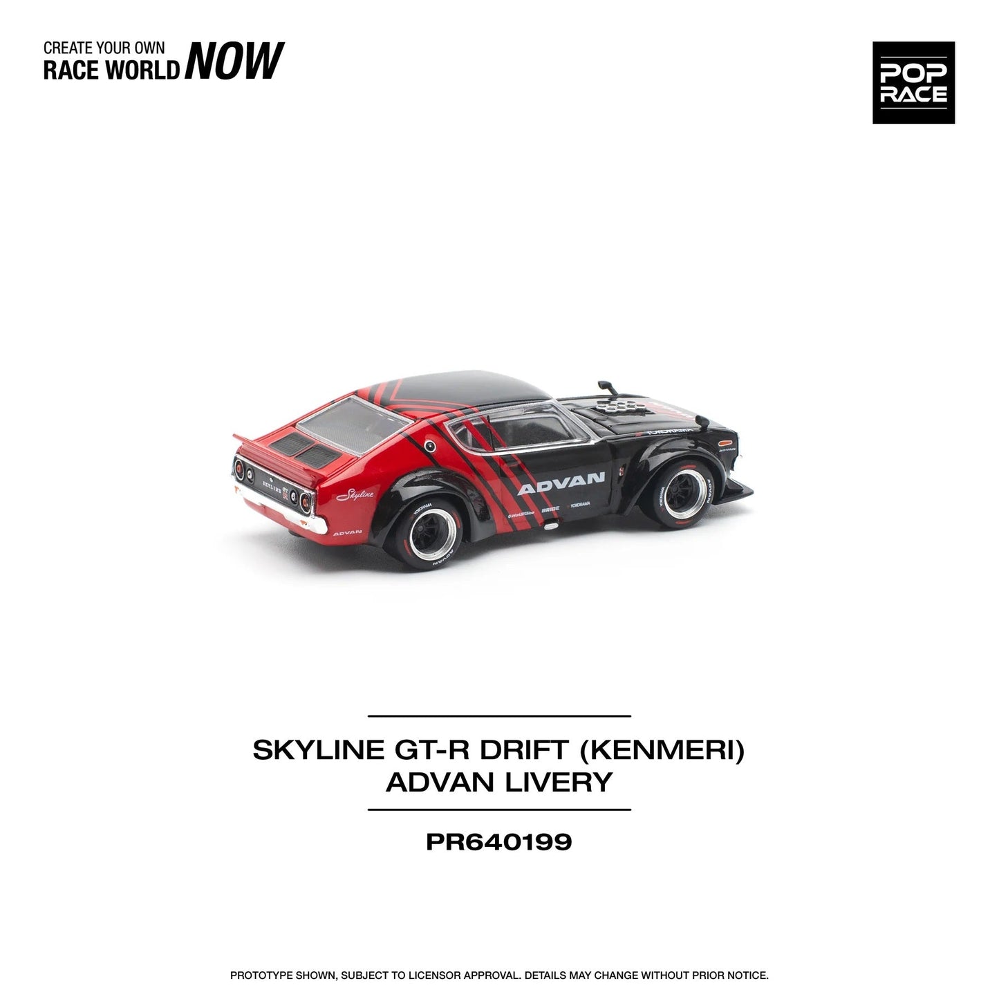 Pop Race - Nissan Skyline GT-R (KPGC110) Kenmeri Advan Livery Scale 1/64 PR64-0199