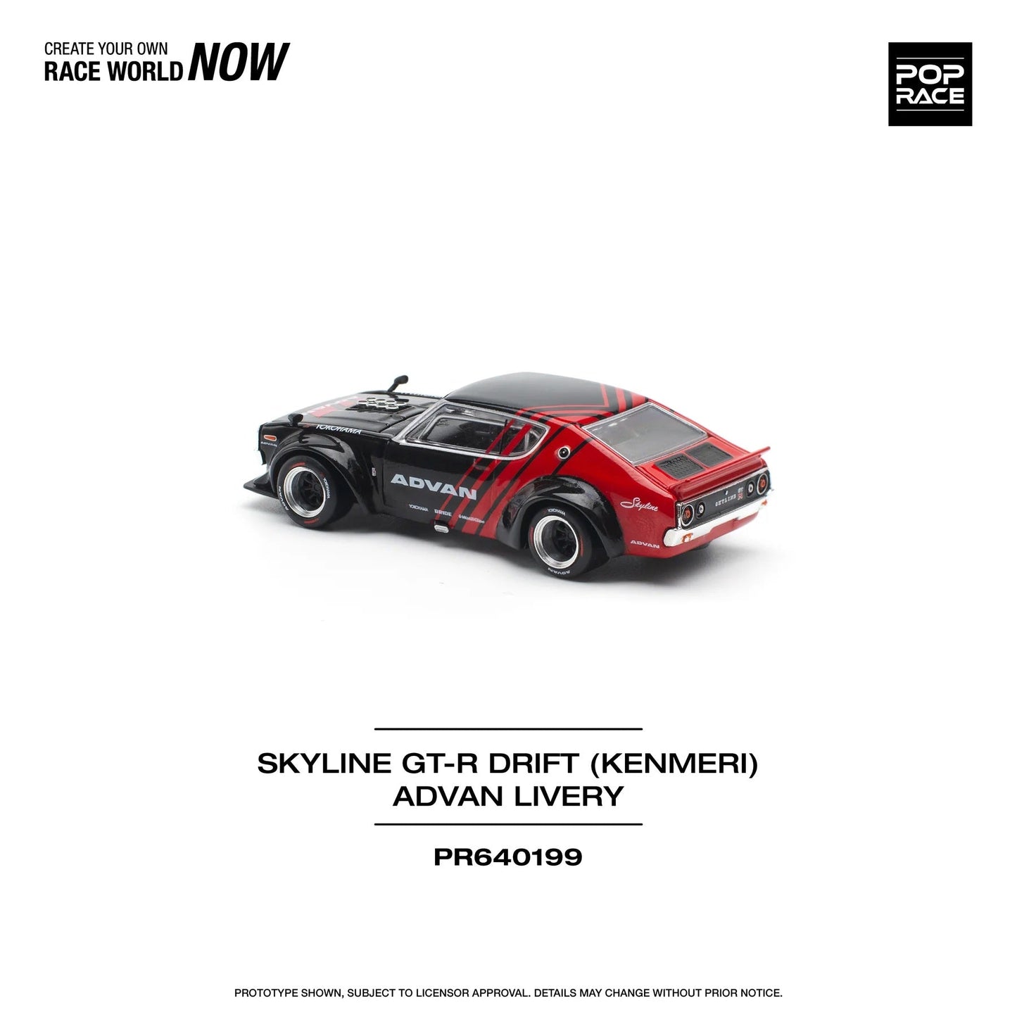 Pop Race - Nissan Skyline GT-R (KPGC110) Kenmeri Advan Livery Scale 1/64 PR64-0199