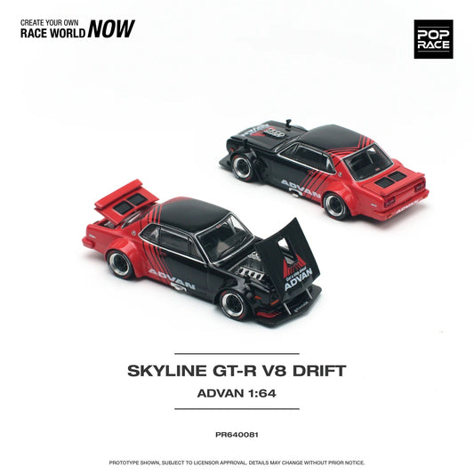Pop Race - Nissan Skyline GT-R V8 Drift Hakosuka Advan Livery - Scala 1/64 PR64-0081