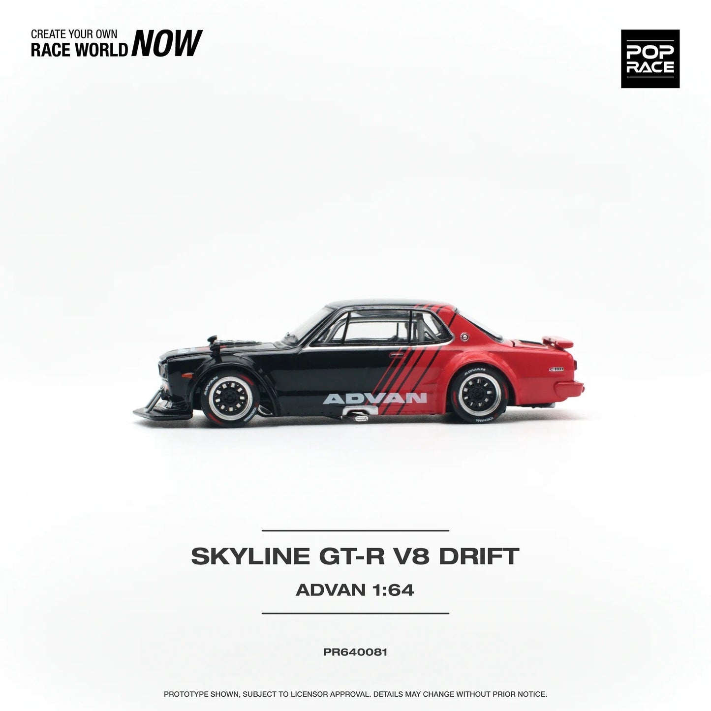 Pop Race - Nissan Skyline GT-R V8 Drift Hakosuka Advan Livery - Scale 1/64 PR64-0081