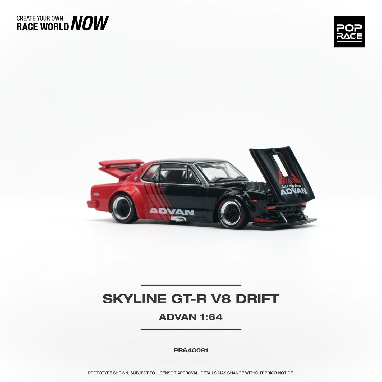 Pop Race - Nissan Skyline GT-R V8 Drift Hakosuka Advan Livery - Scale 1/64 PR64-0081