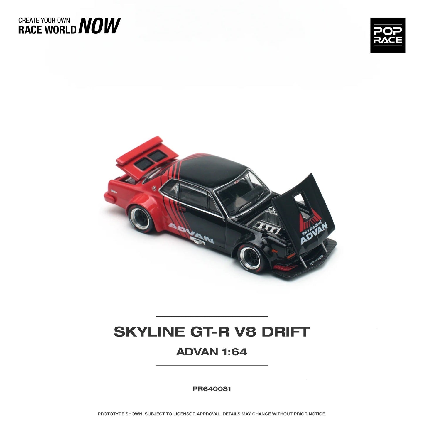 Pop Race - Nissan Skyline GT-R V8 Drift Hakosuka Advan Livery - Scale 1/64 PR64-0081