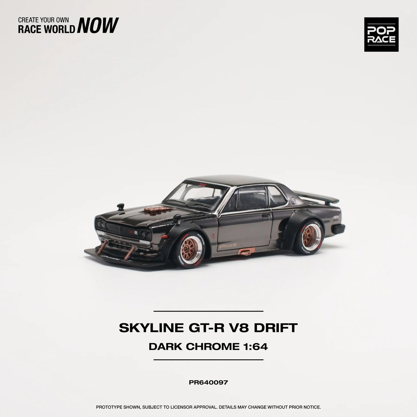 Pop Race - Nissan Skyline GT-R V8 Drift (Hakouka) Dark Chrome Scale 1/64 PR64-0097
