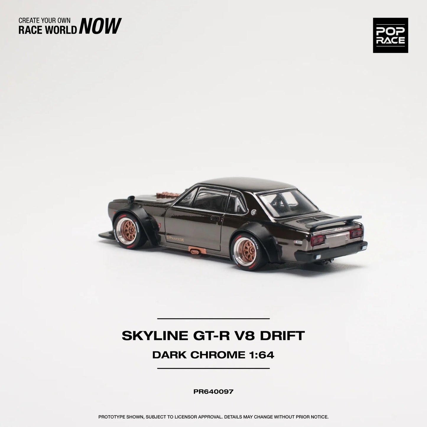 Pop Race - Nissan Skyline GT-R V8 Drift (Hakouka) Dark Chrome Scale 1/64 PR64-0097