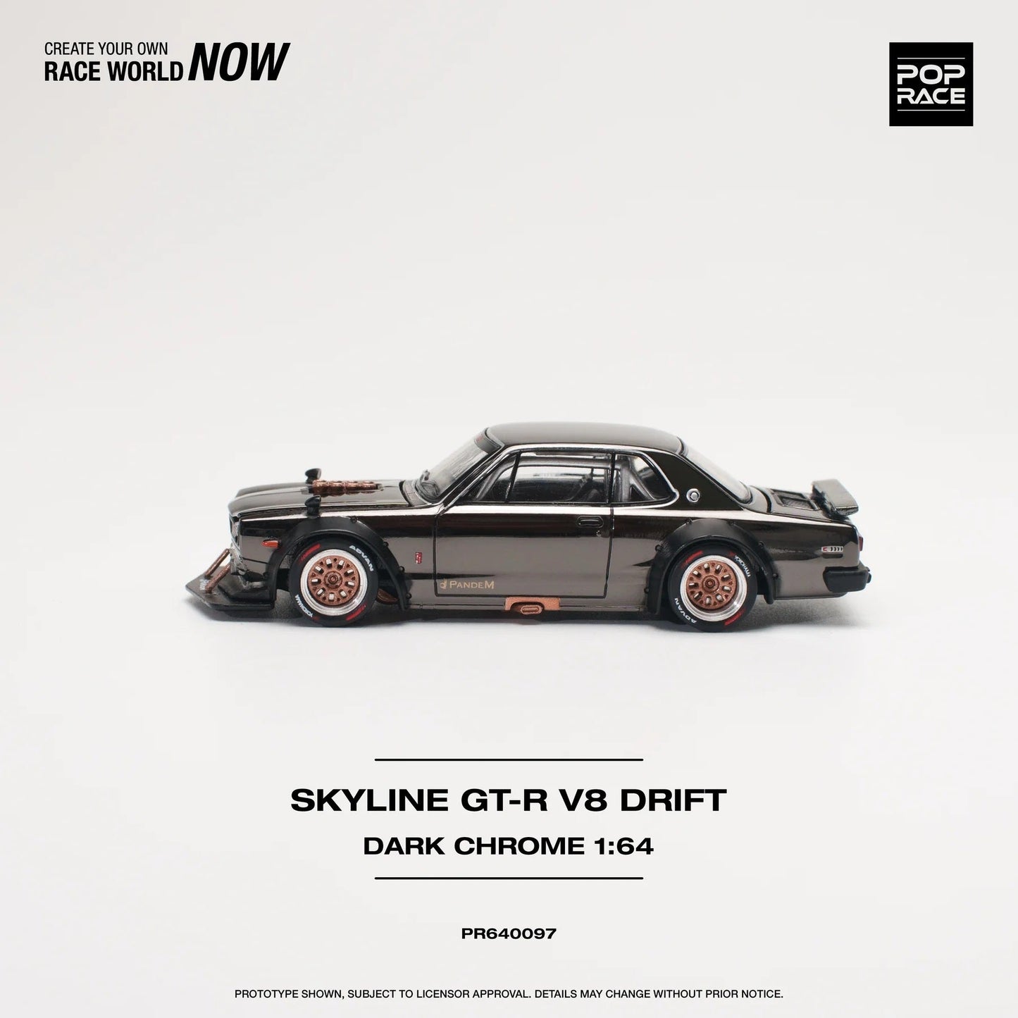 Pop Race - Nissan Skyline GT-R V8 Drift (Hakouka) Dark Chrome Scale 1/64 PR64-0097