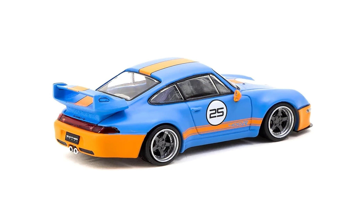 Tarmac Works - Porsche 993 Remastered By Gunther Werks Blue and Orange - Scale 1/64 T64-TL054-BO