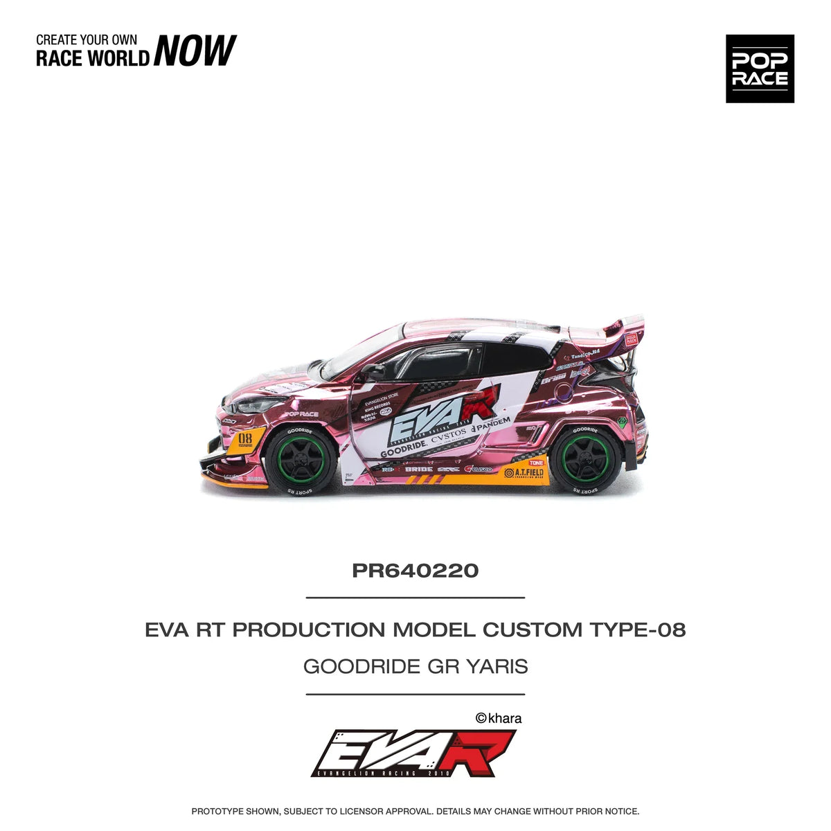Pop Race - EVA RT Production Model Custom Type-08 Goodride GR Toyots Yaris - Scala 1/64 PR64-220