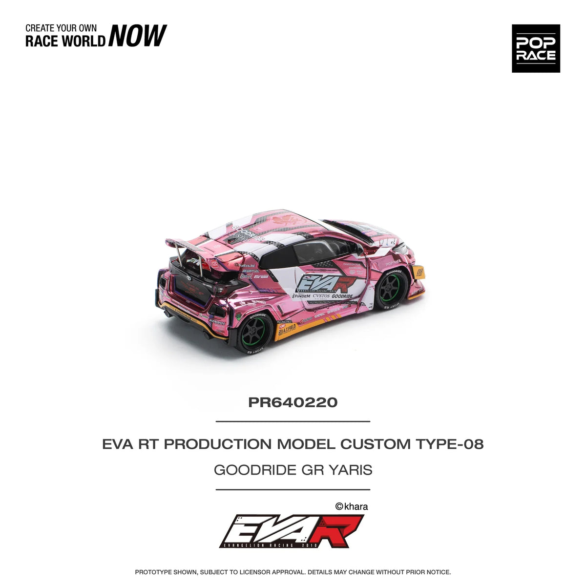 Pop Race - EVA RT Production Model Custom Type-08 Goodride GR Toyots Yaris - Scala 1/64 PR64-220