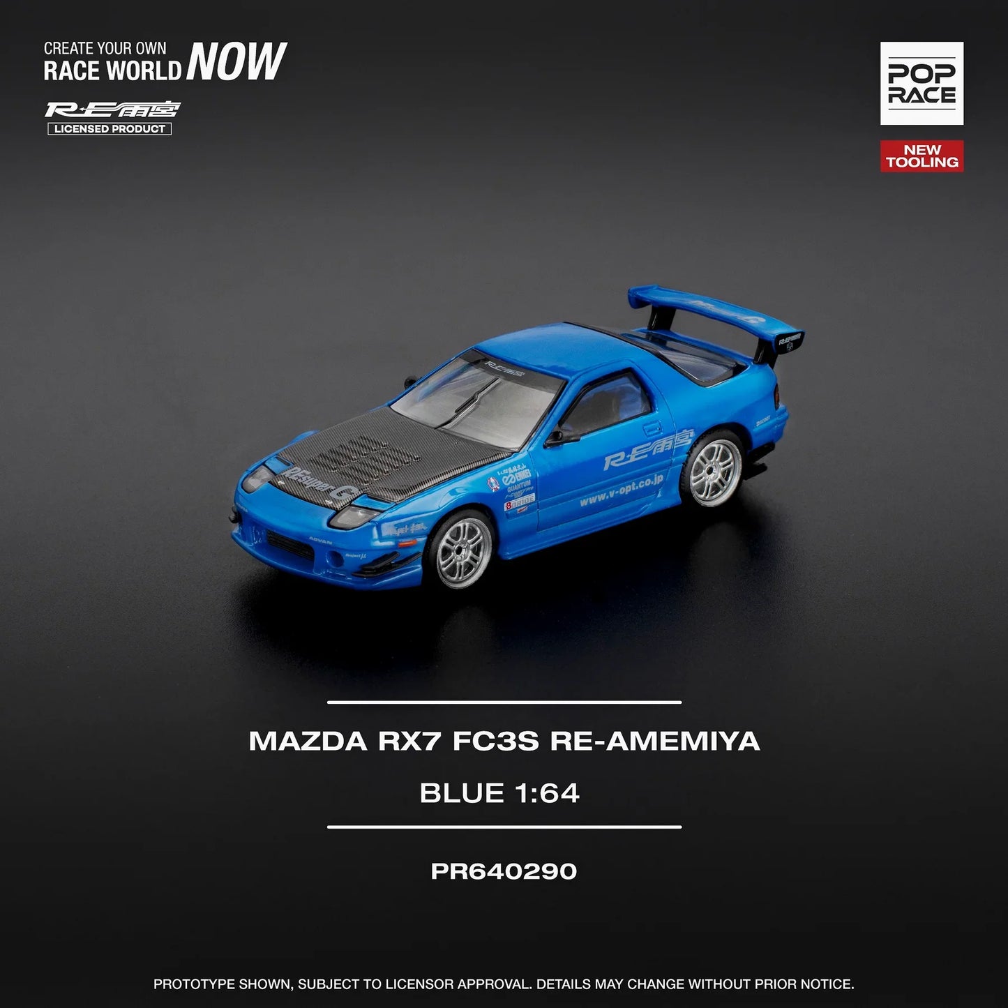 Pop Race - Mazda RX7 (FC3S) RE-AMEMIYA Blue - Scala 1/64 PR64-290