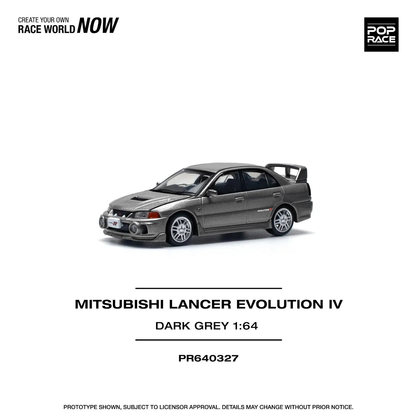 Pop Race - Mitsubishi Lancer Evolution IV Dark Gray - 1/64 Scale PR64-327
