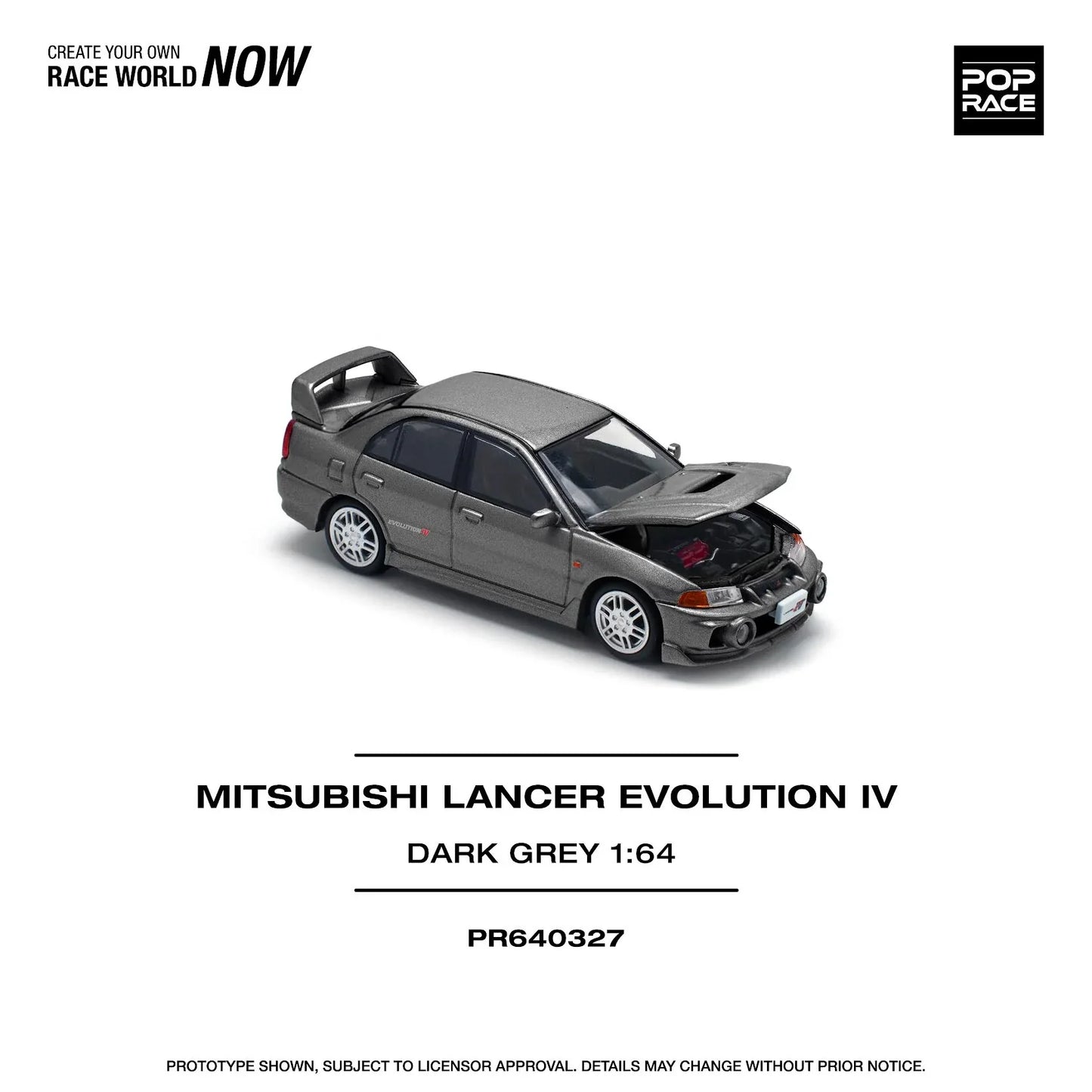 Pop Race - Mitsubishi Lancer Evolution IV Dark Gray - 1/64 Scale PR64-327