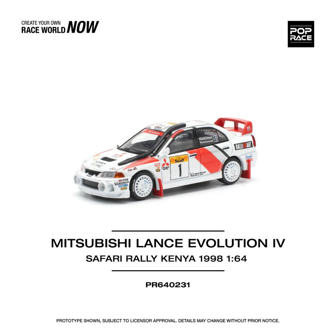 Pop Race - Mitsubishi lancer Evolution IVe Rallye Safari Kenya 1998 - Échelle 1/64 PR64-231