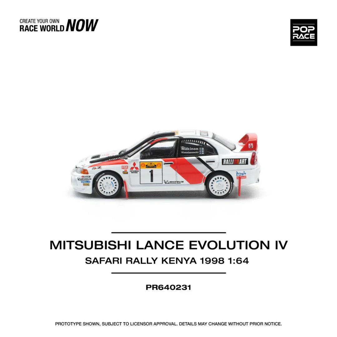 Pop Race - Mitsubishi lancer Evolution IVe Rallye Safari Kenya 1998 - Échelle 1/64 PR64-231