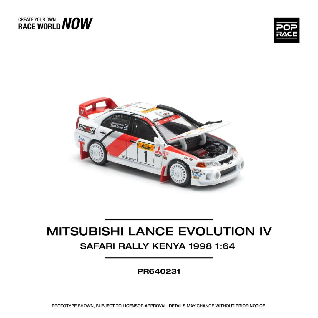 Pop Race - Mitsubishi lancer Evolution IVe Rallye Safari Kenya 1998 - Échelle 1/64 PR64-231
