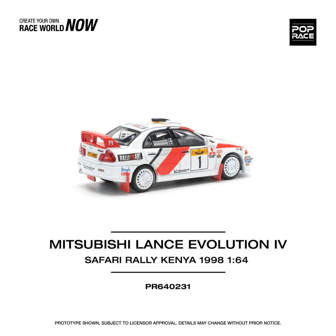 Pop Race - Mitsubishi lancer Evolution IVe Rallye Safari Kenya 1998 - Échelle 1/64 PR64-231