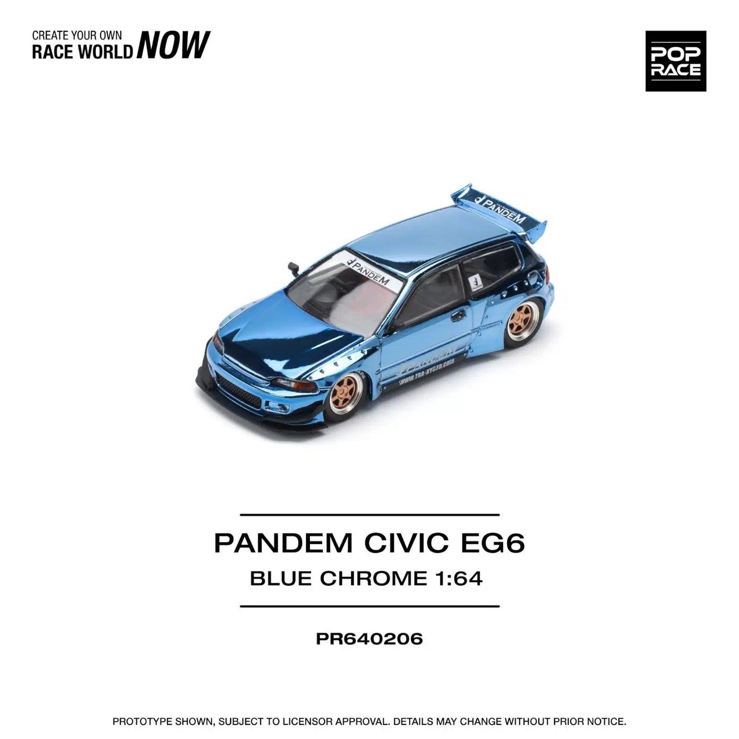Pop Race - Pandem Civic EG6 Blue Chrome - 1/64 Scale PR64-206